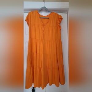 Orange Ruffled Women's Dress